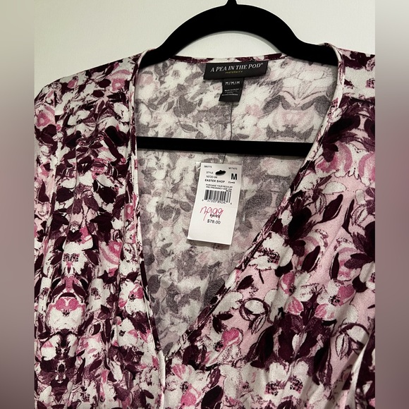 A Pea in the Pod Women’s maternity blouse, pink burgundy pattern Size Medium NWT - Picture 2 of 6